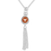 Texas Longhorns Necklace- Long Silver Tassel