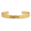 Texas A&M Aggies Bracelet-  Gold Cuff/ School Mascot