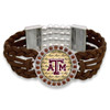 Texas A&M Aggies Brown Braided Suede with Script Background College Bracelet