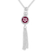 Texas A&M Aggies Necklace- Long Silver Tassel