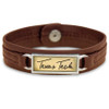 Texas Tech Raiders Brown "Edge" Leather Nameplate with Tile Background College Bracelet