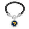 West Virginia Mountaineers Bracelet- Black Leather Toggle