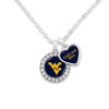 West Virginia Mountaineers Round Logo with Spirit Slogan Heart Necklace