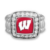 Wisconsin Badgers Stretch Ring- Crystal Square