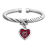 South Carolina Gamecocks Heart Drop with Crystal X Cuff Bracelet