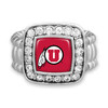 Utah Utes Stretch Ring- Crystal Square