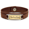 Bowling Green State Falcons Brown "Edge" Leather Nameplate with Tile Background College Bracelet
