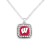 Wisconsin Badgers Necklace- Crystal Square