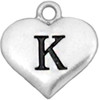 Initials Accent Charm- Heart- "K"