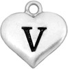 Initials Accent Charm- Heart- "V"