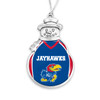 Kansas Jayhawks Snowman Ornament with Football Jersey