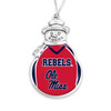 Ole Miss Rebels Christmas Ornament- Snowman with Football Jersey