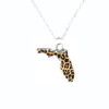 Florida Silver Cheetah Print State Necklace