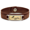 Missouri Tigers Bracelet- Brown Leather with Nameplate