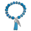 Guardian Angel Beaded Tassel Bracelet-  Turquoise & Wings