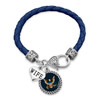 Military Leather Bracelet - U.S. Navy - Wife Accent Charm