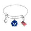 Military Bracelet - Triple Charm - U.S. Air Force - Flag Accent Charm