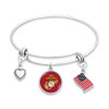 Military Bracelet - Triple Charm - U.S. Marines - Flag Accent Charm