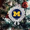 Michigan Wolverines Christmas Ornament- Wreath with Team Logo