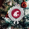 Washington State Cougars Christmas Ornament- Wreath with Team Logo