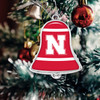 Nebraska Cornhuskers Christmas Ornament- Bell with Team Logo Stripes