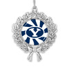 BYU Cougars Christmas Ornament- Peppermint Wreath with Team Logo