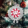 Wisconsin Badgers Christmas Ornament- Peppermint Wreath with Team Logo