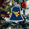 West Virginia Mountaineers Christmas Ornament- Bell with Team Logo and Stars