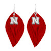 Nebraska Cornhuskers Earrings- Boho with Silver Logo Charm