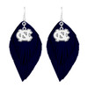 North Carolina Tar Heels Earrings- Boho with Silver Logo Charm