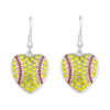 Sports Jewelry- Crystal Softball Heart Shaped- Earrings