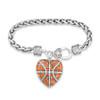 Sports Jewelry- Crystal Basketball Heart Shaped- Bracelet