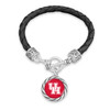 Houston Cougars Bracelet- Black Leather Toggle