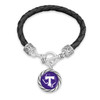 Tarleton State Texans Bracelet- Black Leather Toggle