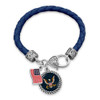 U.S. Navy® Leather Bracelet with Flag Accent - Navy