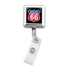 Route 66 Square Badge Reel - Alligator Clip