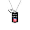 Route 66 Rearview Mirror Dogtag Charm - Kansas