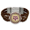 *Choose Your College* Bracelet- Brown Braided Suede/ Script Background