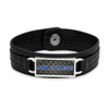 *Choose Your College* Black Leather Nameplate with Tile Background Bracelet