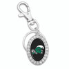 Tulane Green Wave Key Chain- Oval Crystal