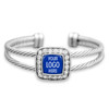 High School Cuff Bracelet- Crystal Square Charm