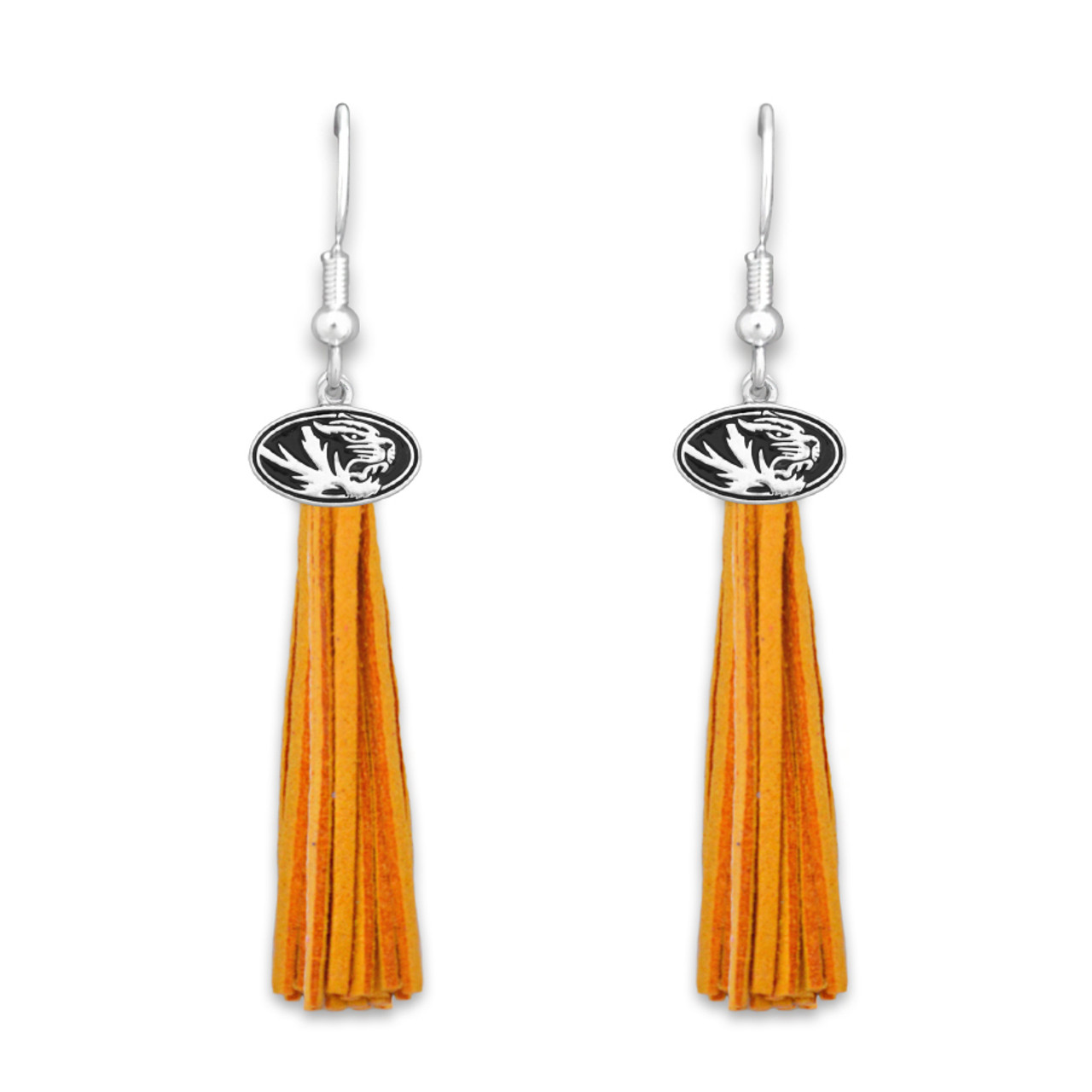 Missouri Tigers Tassel Logo Earrings