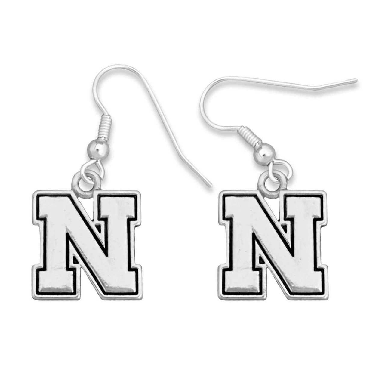 Nebraska Cornhuskers Earrings- Silver Logo-NB56616