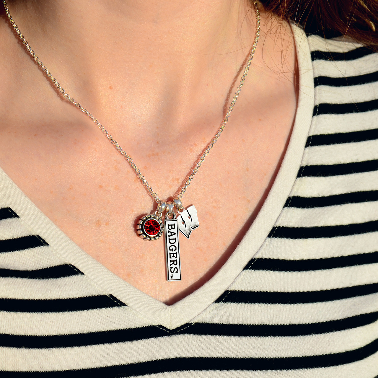 Wisconsin Badgers Necklace- Trifecta-WIS57200