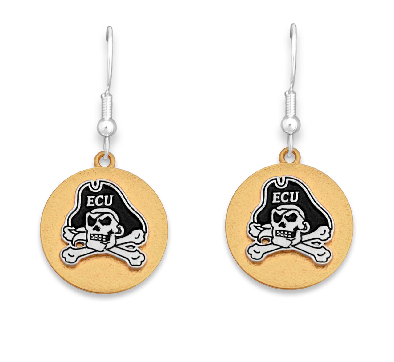 East Carolina Pirates Two Tone Medallion Earrings