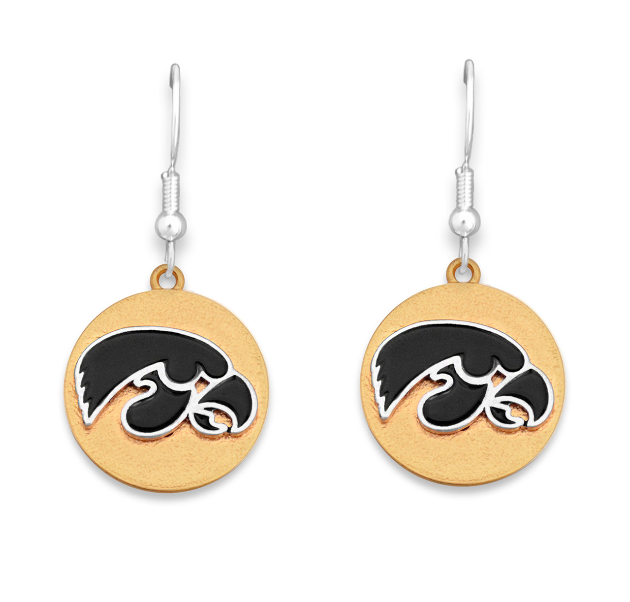 Iowa Hawkeyes Two Tone Medallion Earrings