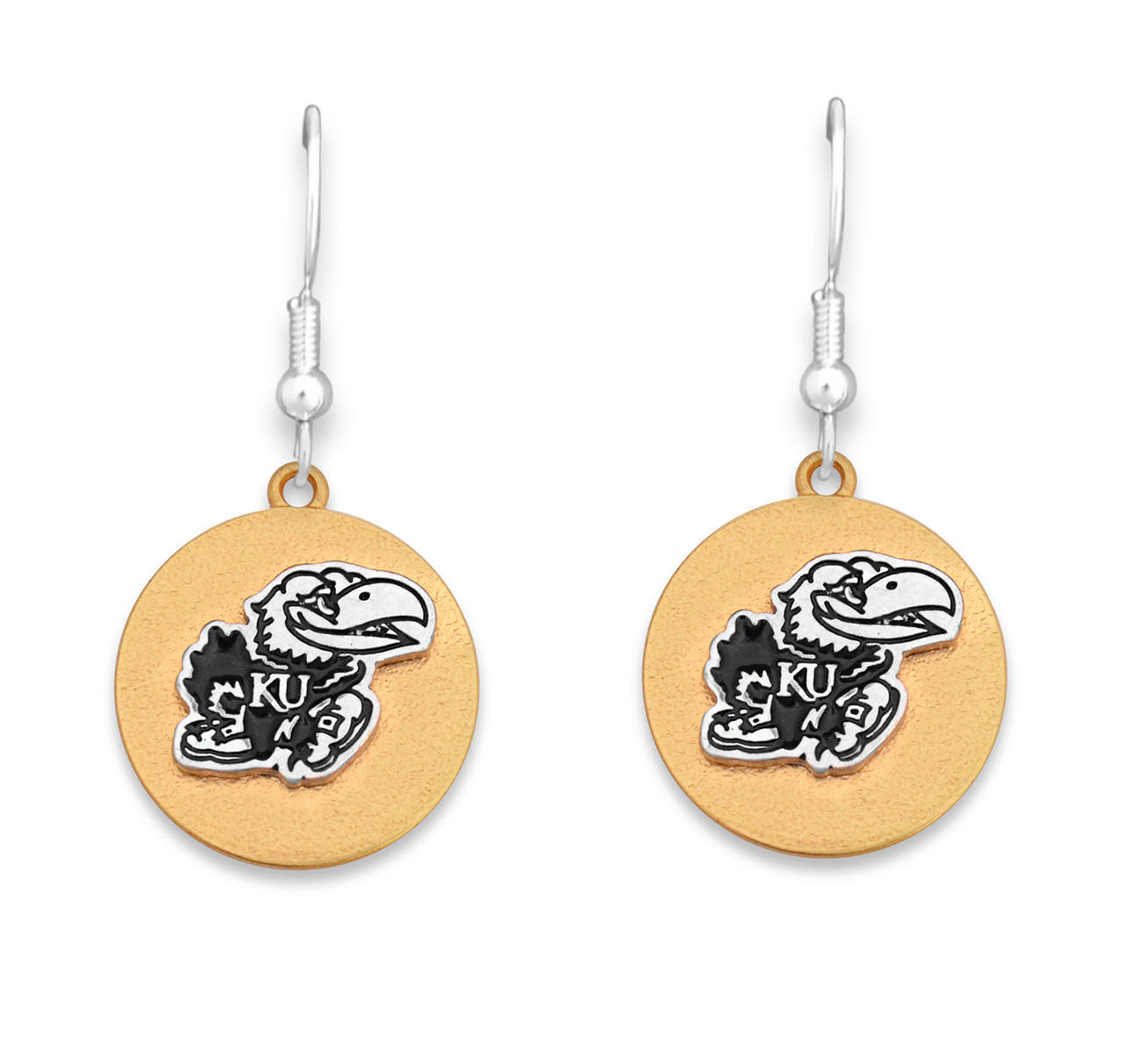 Kansas Jayhawks Two Tone Medallion Earrings