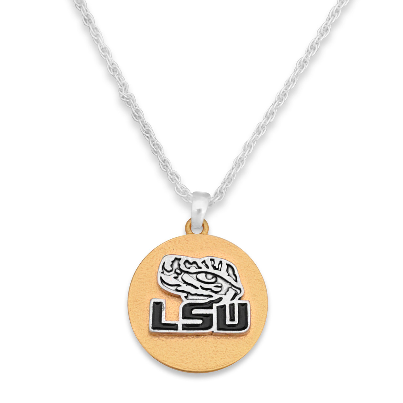 LSU Tigers Necklace- Two Tone Medallion-LSU22785