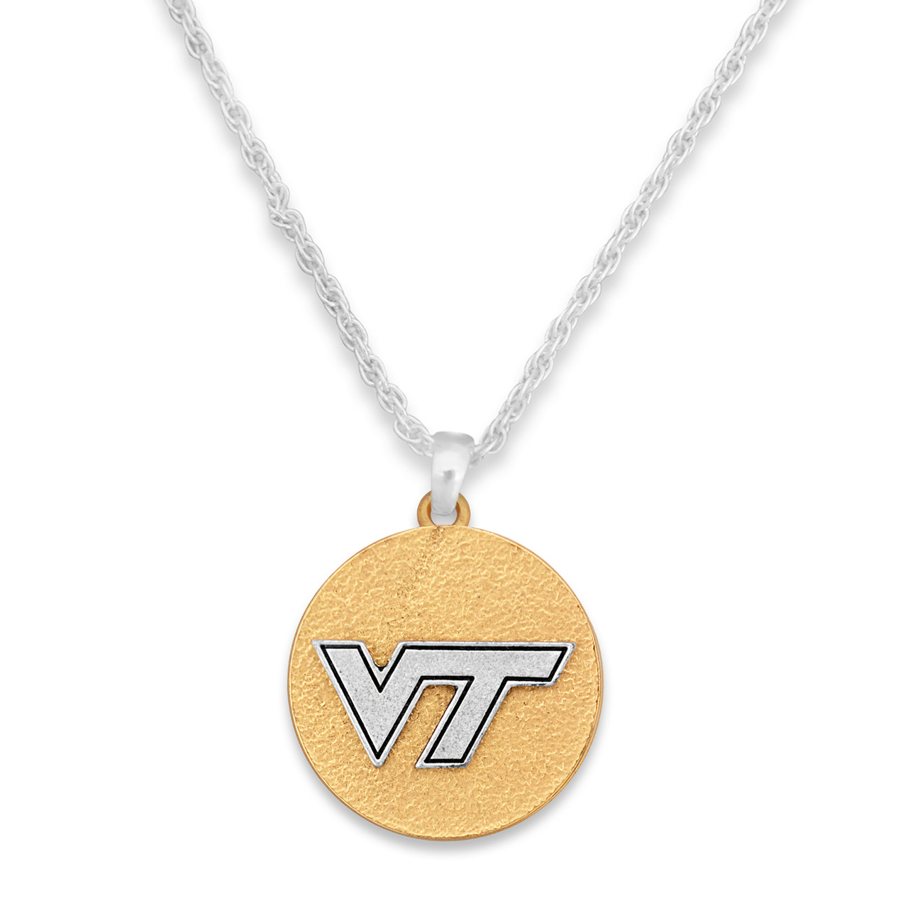 Virginia Tech Hokies Necklace- Two Tone Medallion-VAT22807