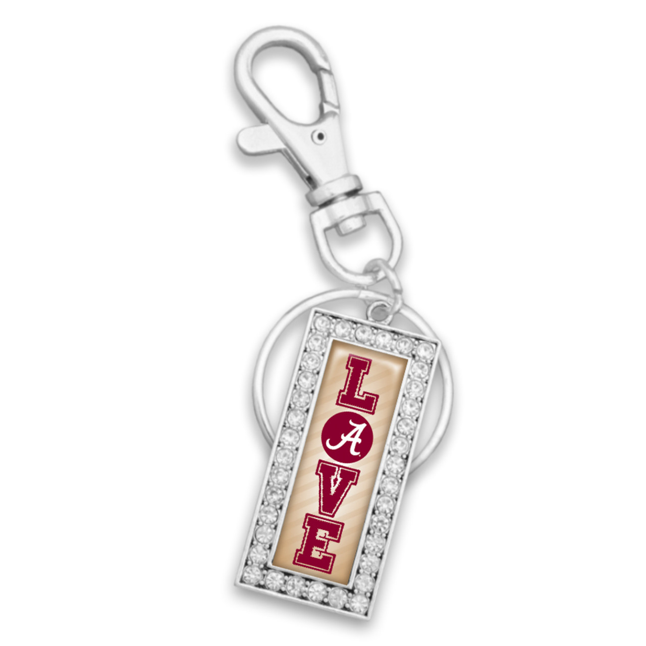 Alabama Crimson Tide Love Drop Rectangle Key Chain/Zipper Pull